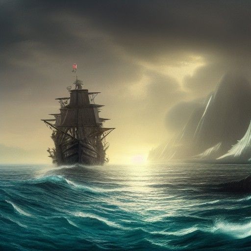 Fantasy Ocean Scene with Dolphins in Matte Painting