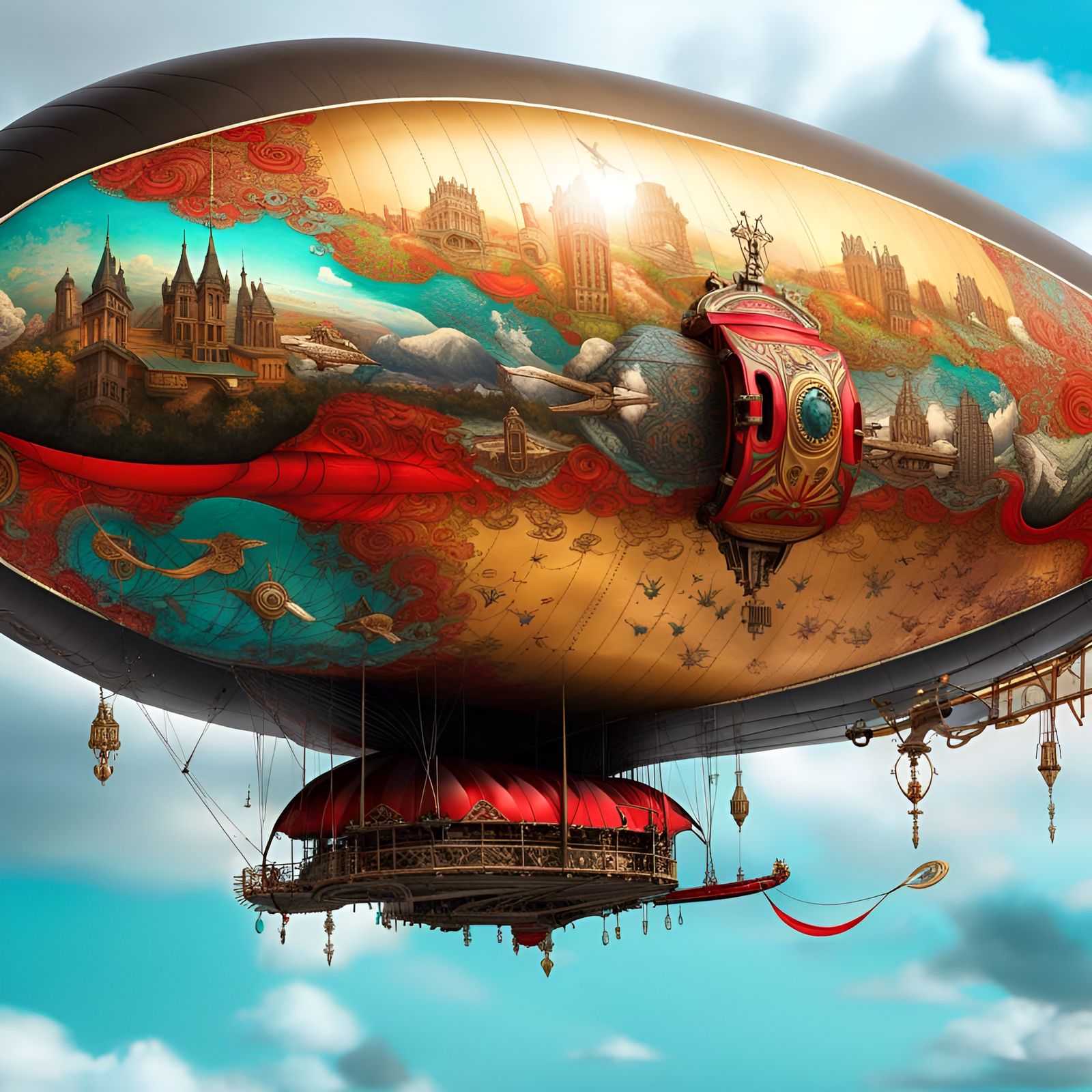 Expansive 19th Century Zeppelin Fantasy Landscape