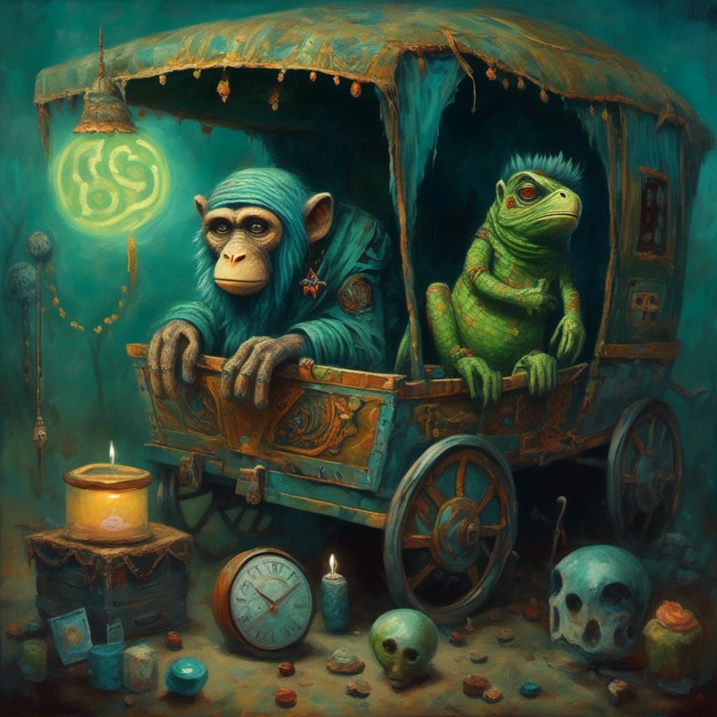 Mechanical Monkey, Gypsy Fortune Teller, Punk Iguana