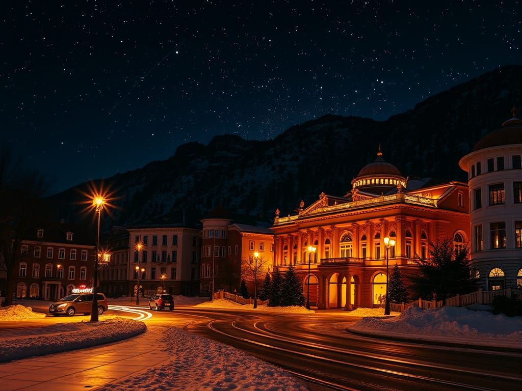 Celestial Nighttime Scene in Vibrant Colors