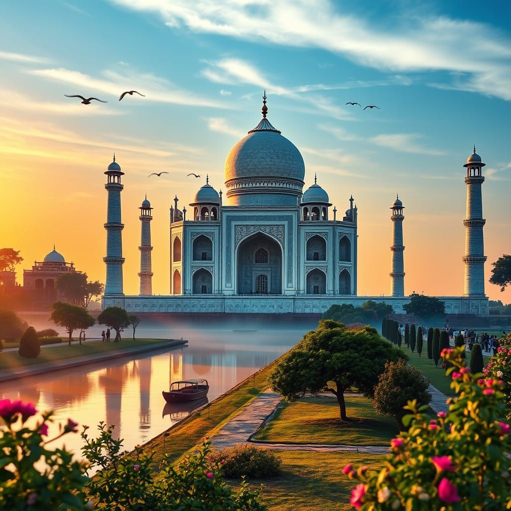 Ethereal Taj Mahal Sunrise in Ultra-HD Cinematic Style