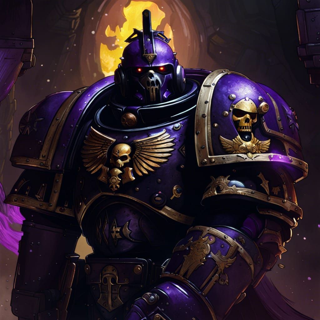 Black Templar Space Marine in Dark Fantasy Style