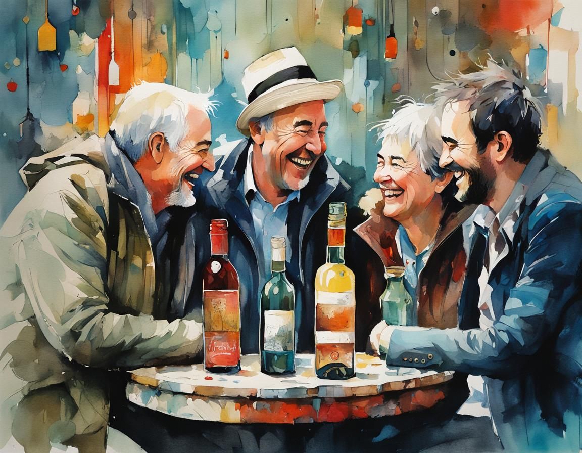 Whimsical Illustration of People Laughing