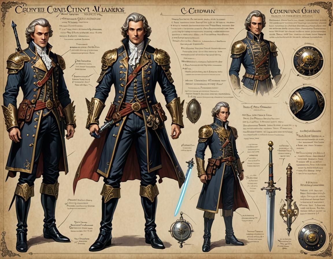 Create an RPG character sheet for a magical warrior called '...
