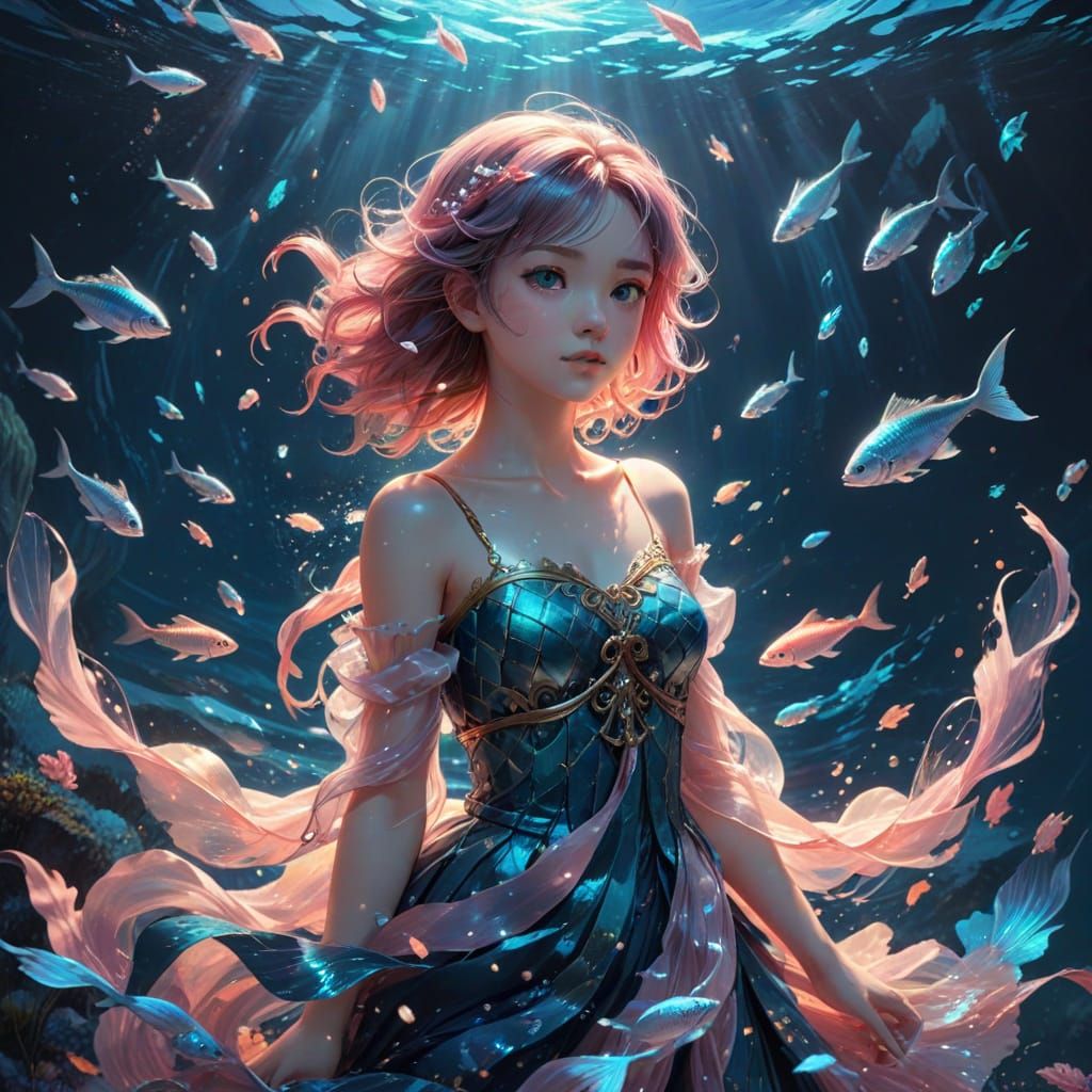 Celestial Maiden of Pisces Dreams