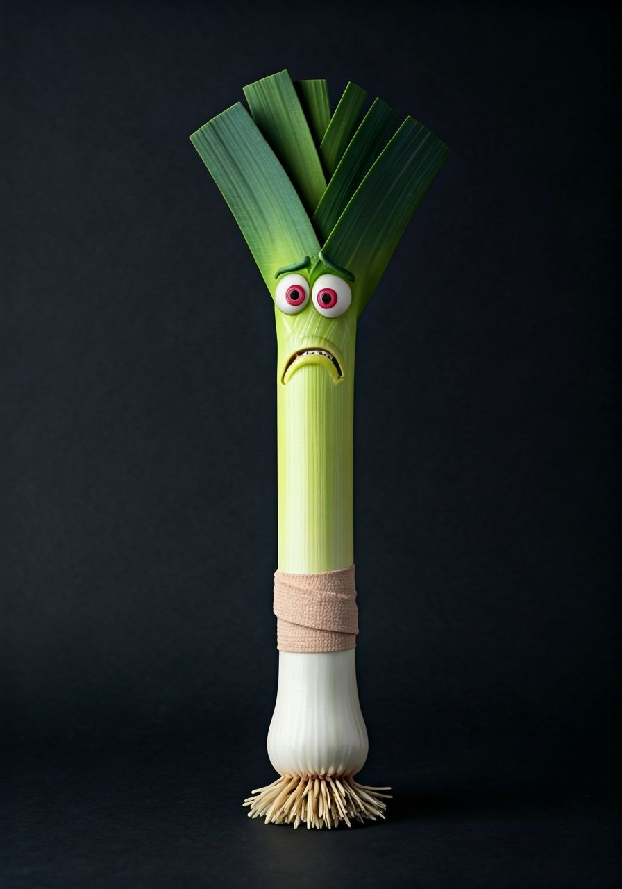 Sad Leek with Bandage, Professional Photography