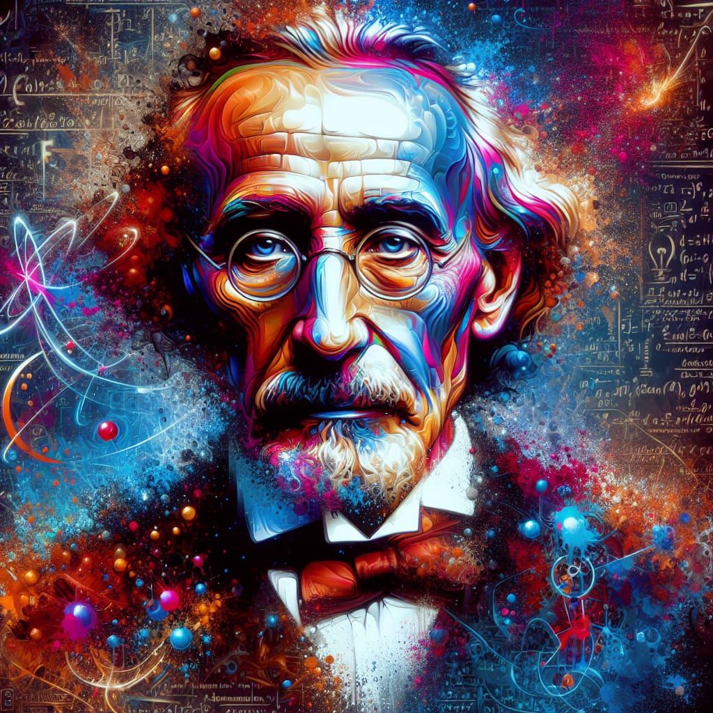 Colorful Portrait of Physicist Imagining a Utopian Future