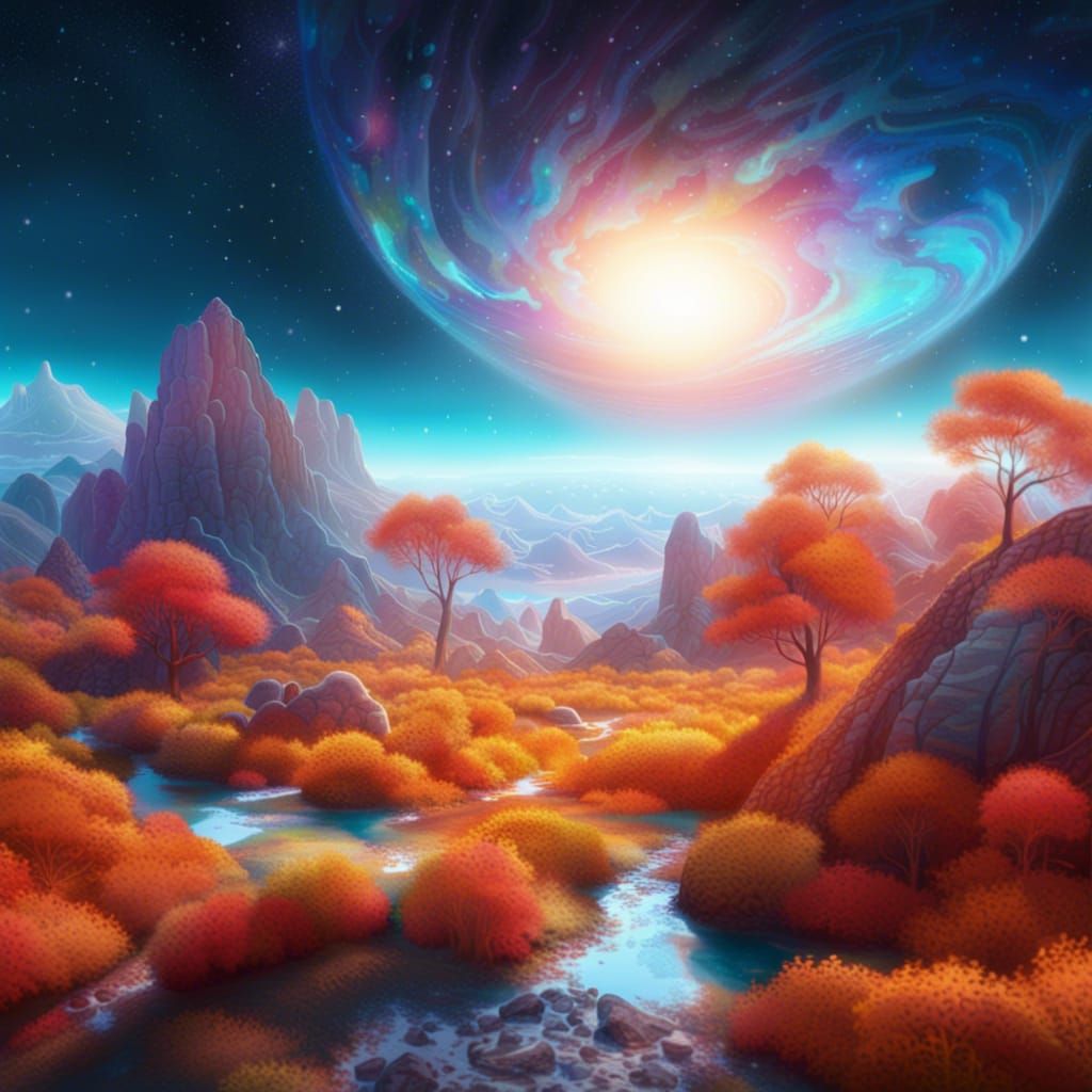 Holographic Autumn Landscape in Digital Art