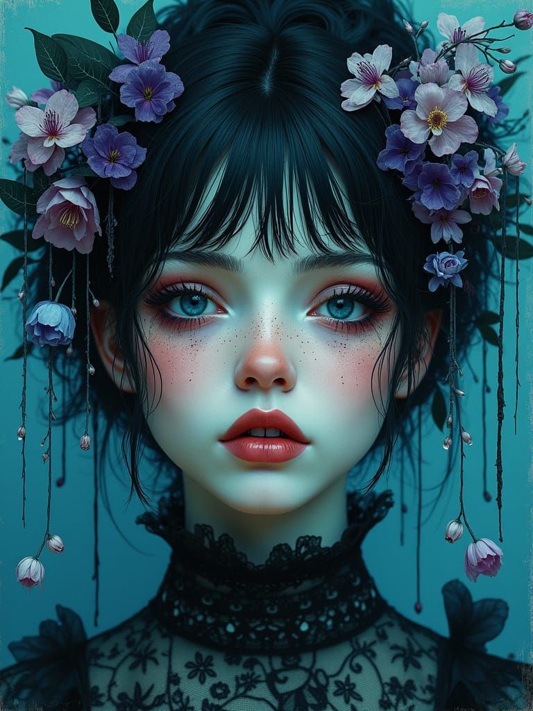 Woman wearing flowers