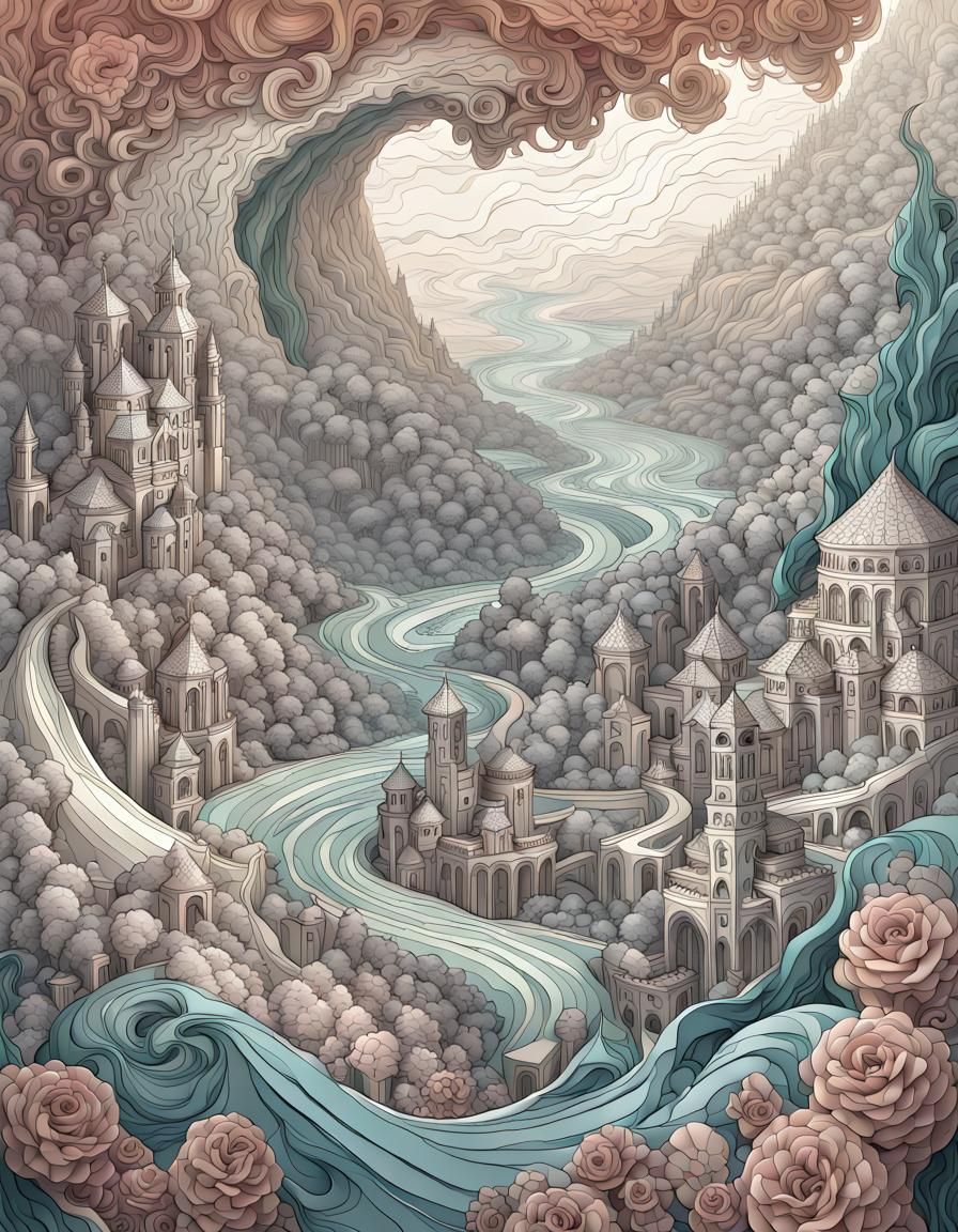 Fantasy Map of Prythian with Fractal Design