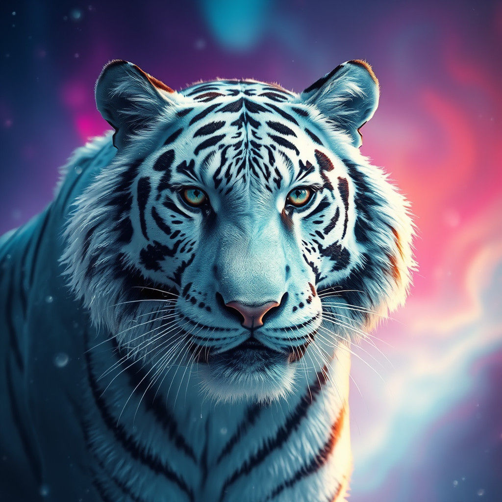 Majestic Ice Tiger in a Dreamlike Aurora