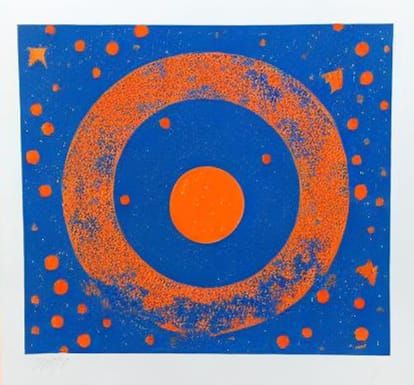 Lithographic Portrait: Woman in Orange and Cobalt