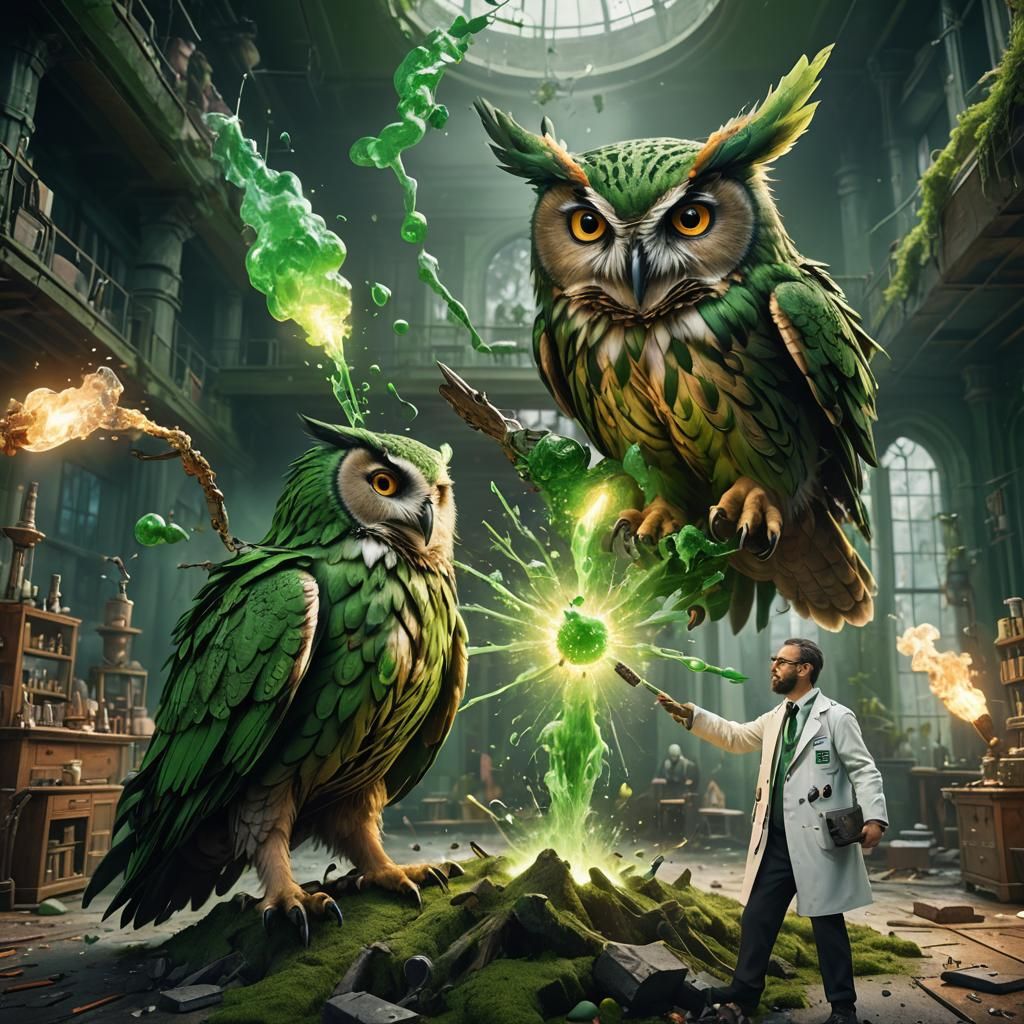 Owl Scientists Experimenting with Green Solution