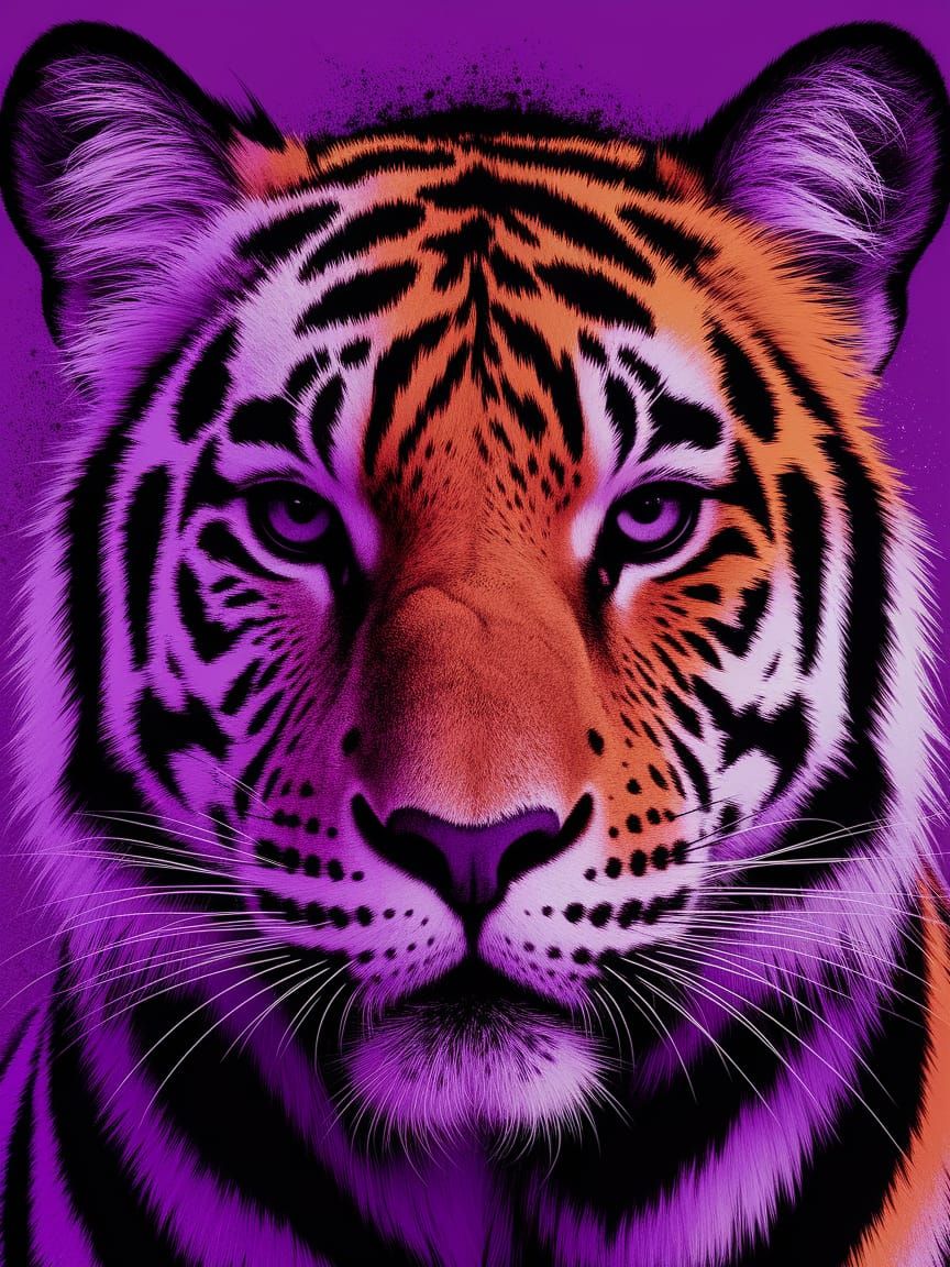 Vibrant Spray-Painted Zoo in Purple and Orange