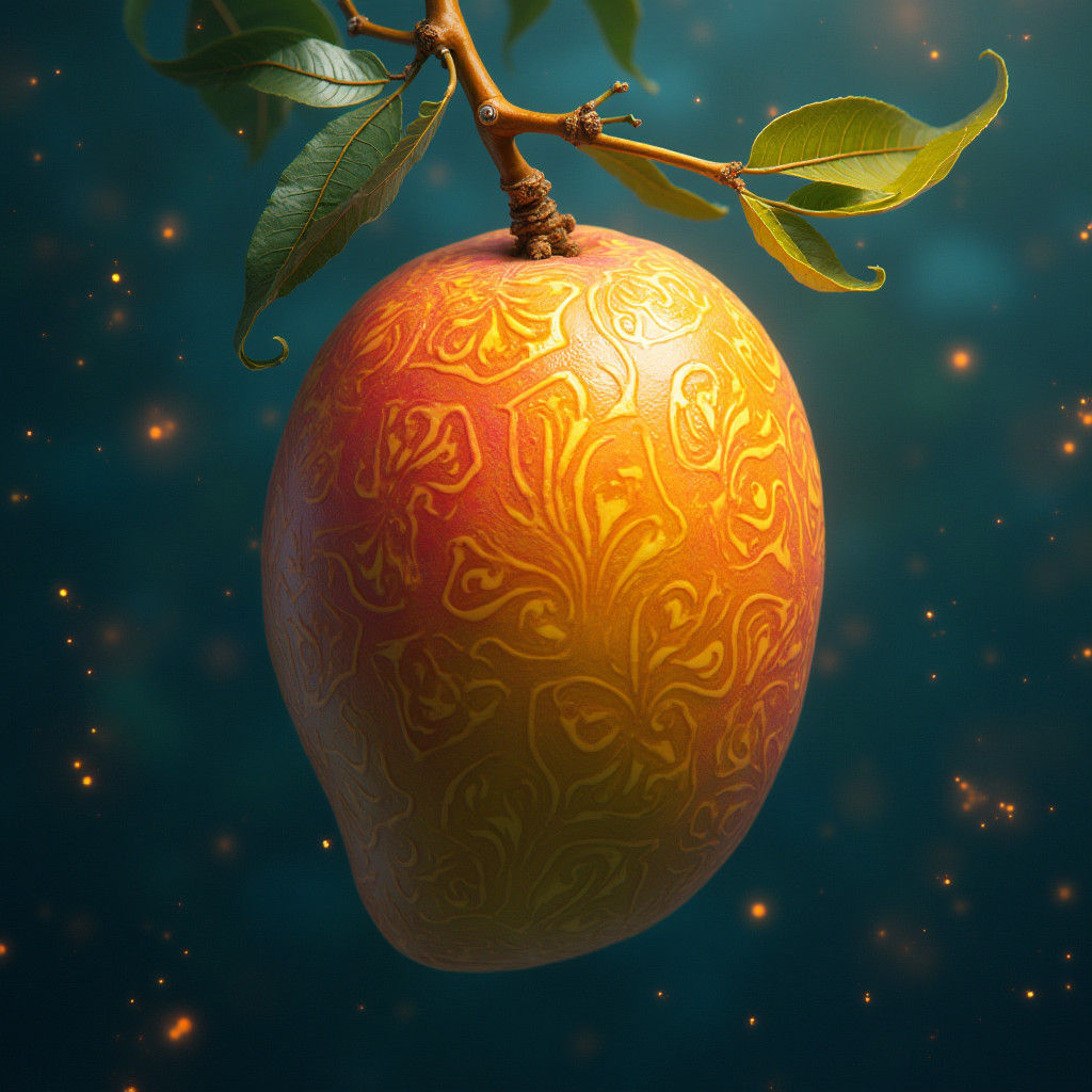 Fantastical Mango with Intricate Patterns, Photorealistic Ma...