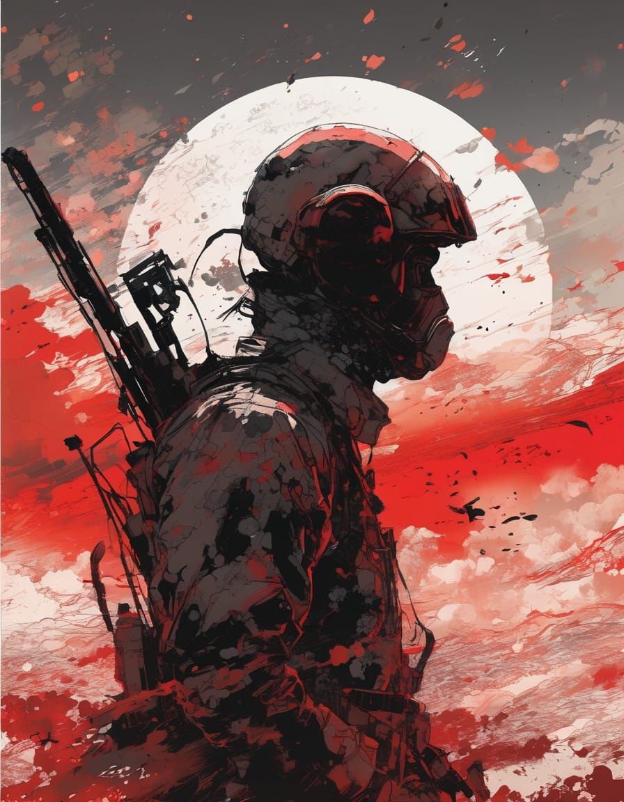 Surreal Landscape in Vibrant Ink Splatter Style