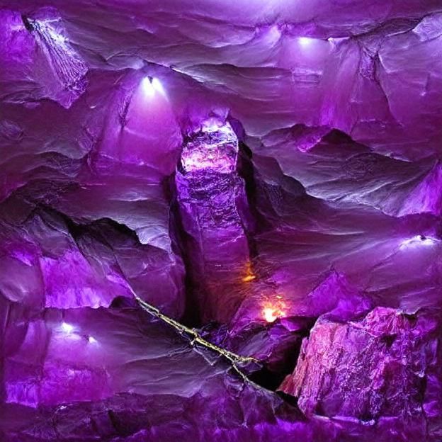 Glowing Purple Crystal Cave: Fantasy Mine