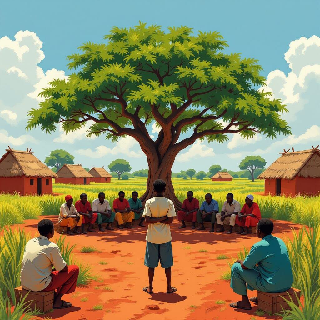 Tension in African Village: Adolescent Defies Elders