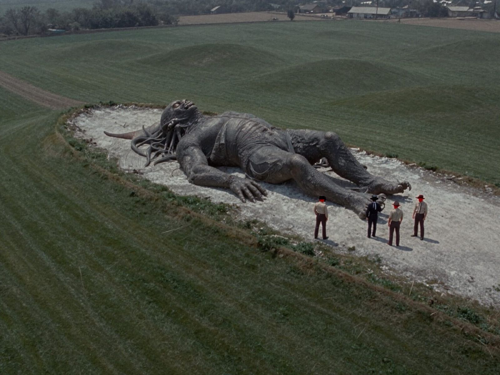 1970s Sci-Fi Cult Film: Eldritch Monster on Liminal Farmland