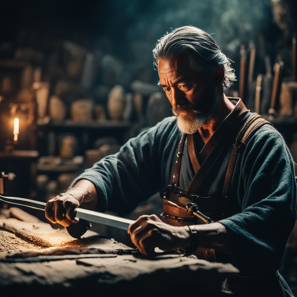 Sword Craftsman Forging a Magical Sword: Cinematic Still