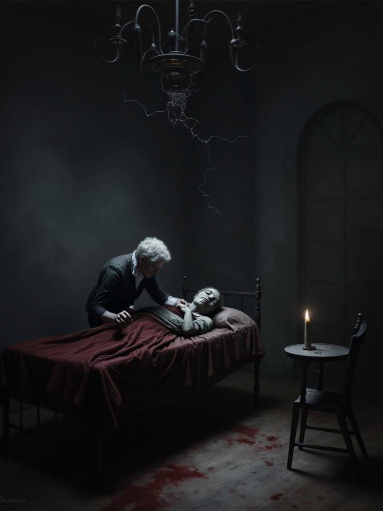 Spirits of Darkness Conjure an Elderly Figure in a Haunting...