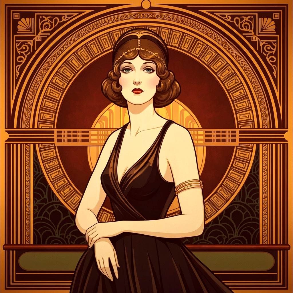 Elegant 1900s Lady in Art Deco Club
