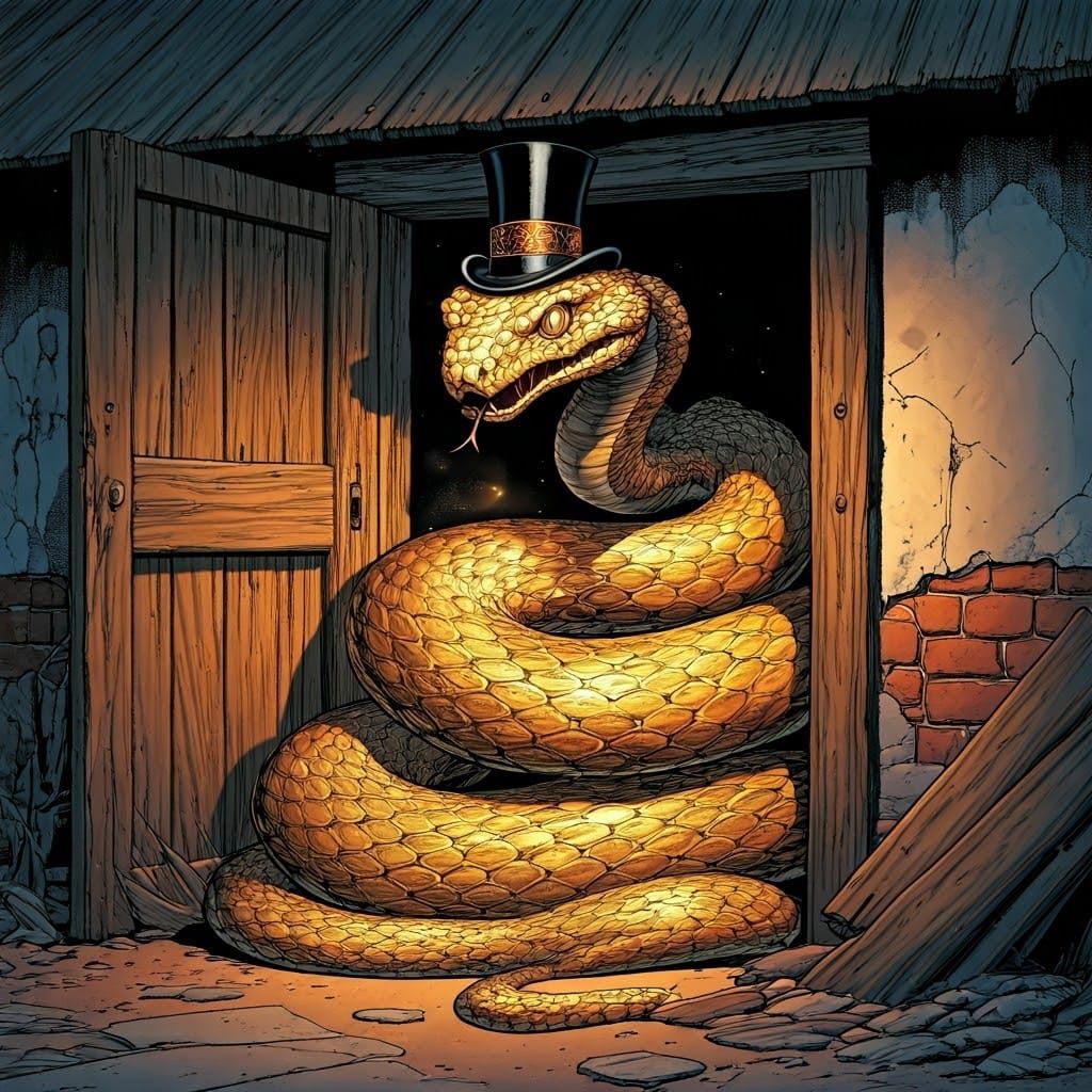 Golden Serpent Emerges: Comic Book Style