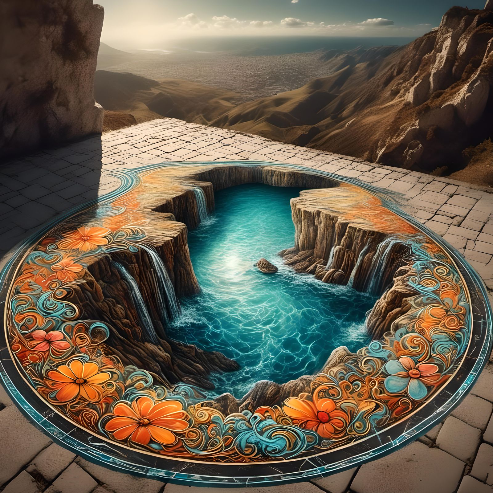 Intricate Chalk Art Illusion of a Deep Hole
