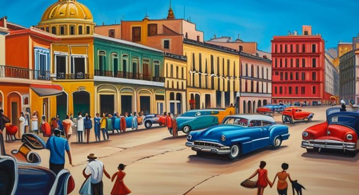 Havana Street Party: A Neo-Impressionistic Celebration of Cu...