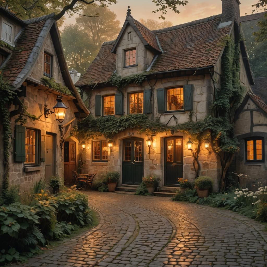 Rustic Dutch Cottage at Golden Hour
