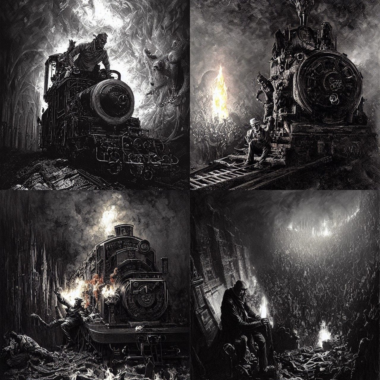 Infernal Ride: Locomotive to Hell in Gothic Horror Style