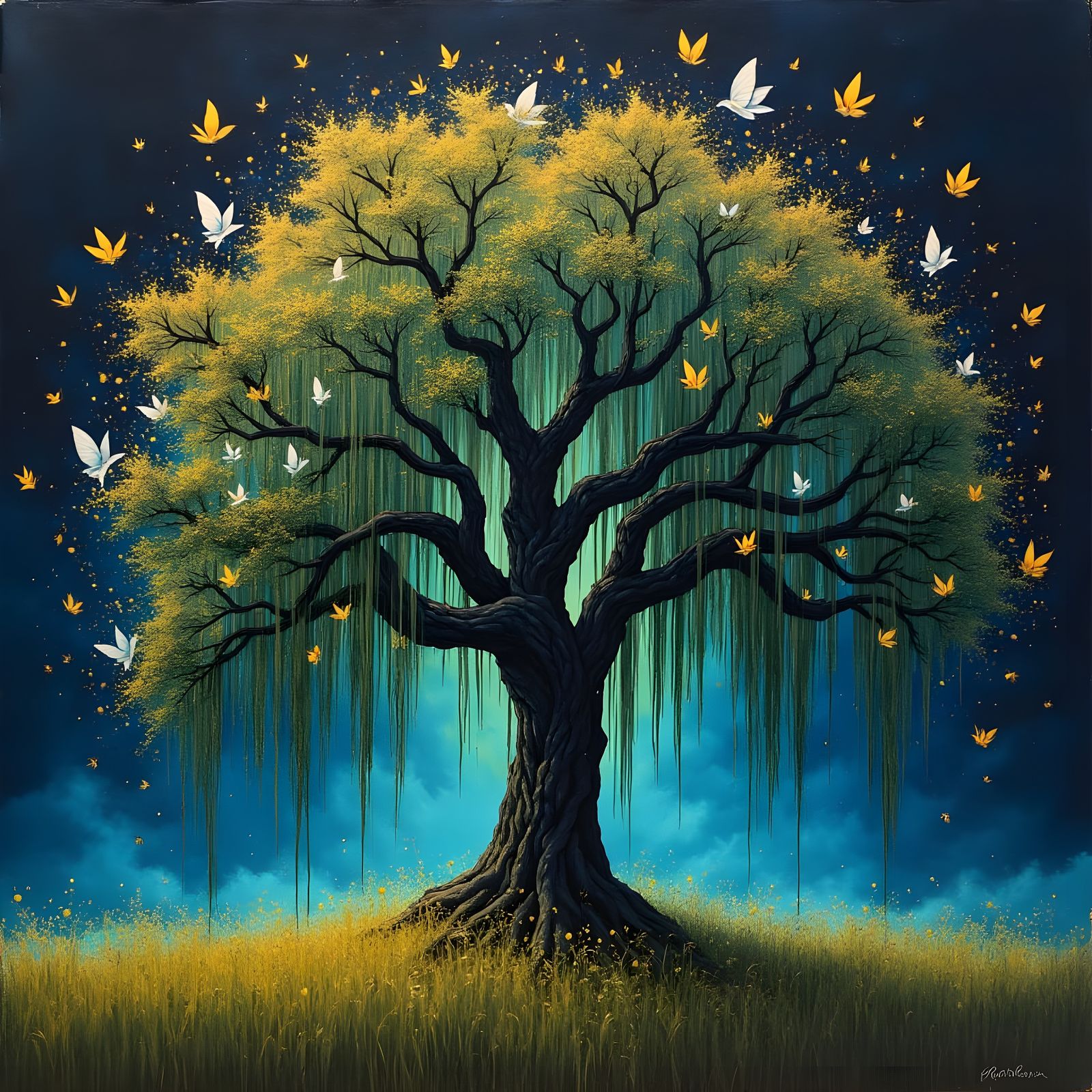 Weeping Willow Spirit in Firefly Meadow: Graffiti Art