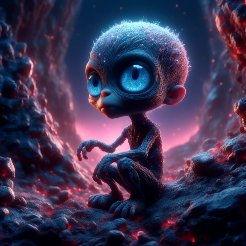 Dreamy Chibi Dinosaur Meditating in Space