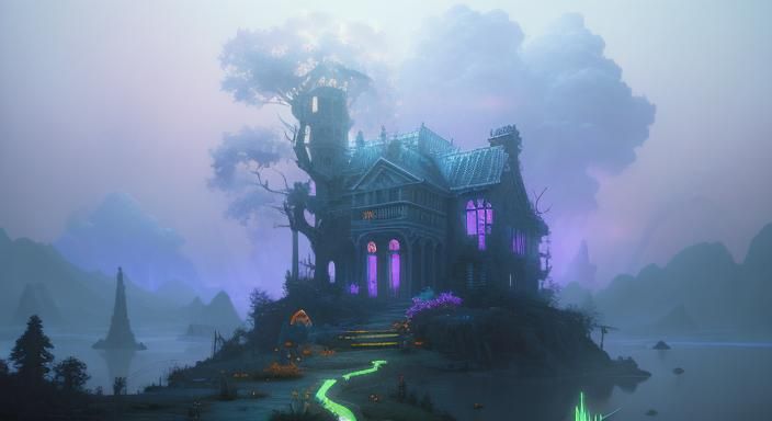 Glowing Horror in Impressionistic Auroracore Style