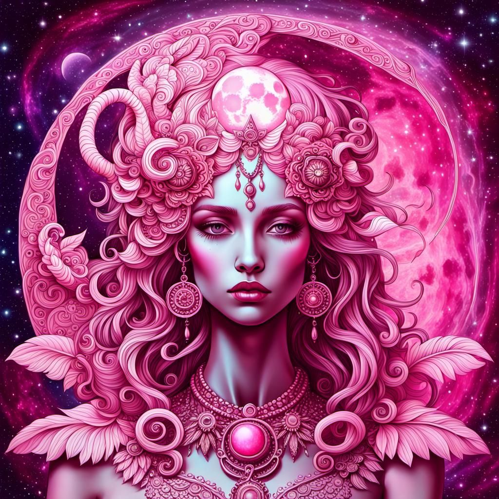 Psychedelic Goddess Under Pink Scorpio Moon
