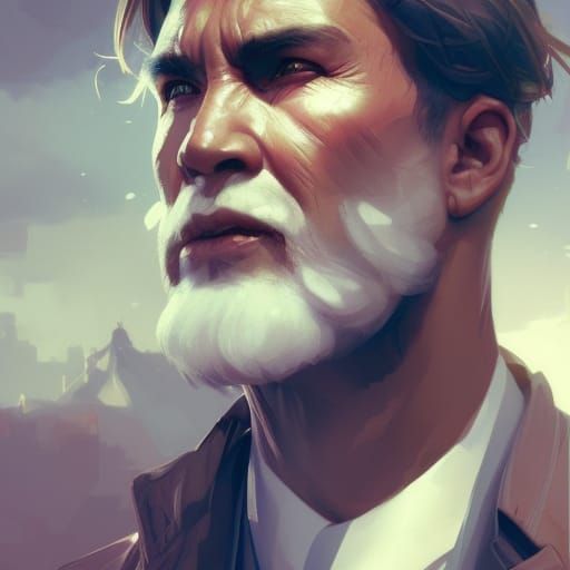 Touching Father and Son Portrait in Digital Art Style