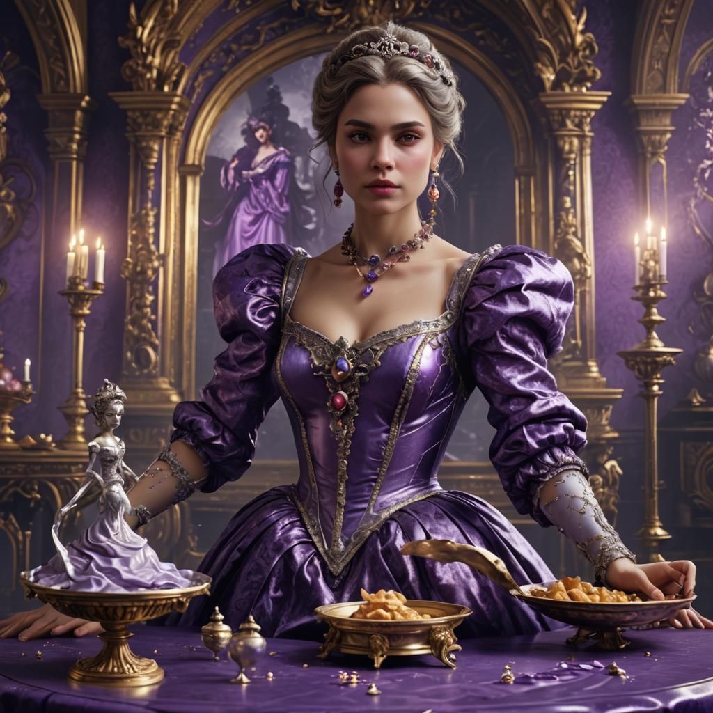 Baroque Woman with Balanced Scales in Detailed Painting