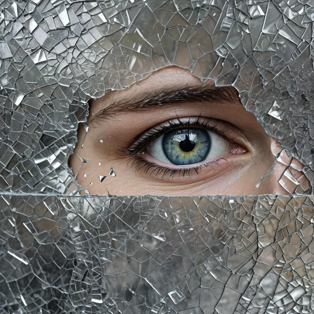 Intense Gray Eyes Peering Outward