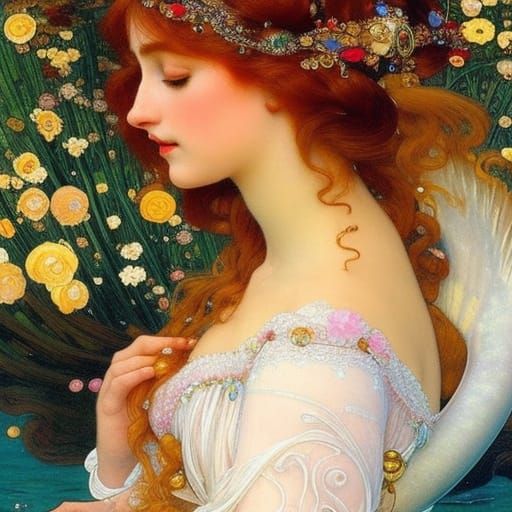 Enchanting Mermaid in Art Nouveau Style