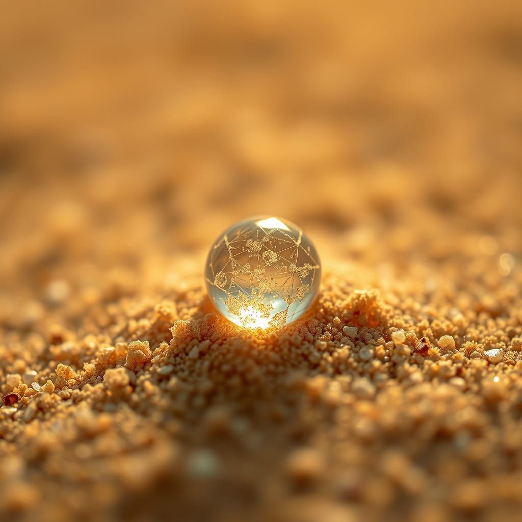 Hyper-Realistic Macro Shot of a Single Sand Grain