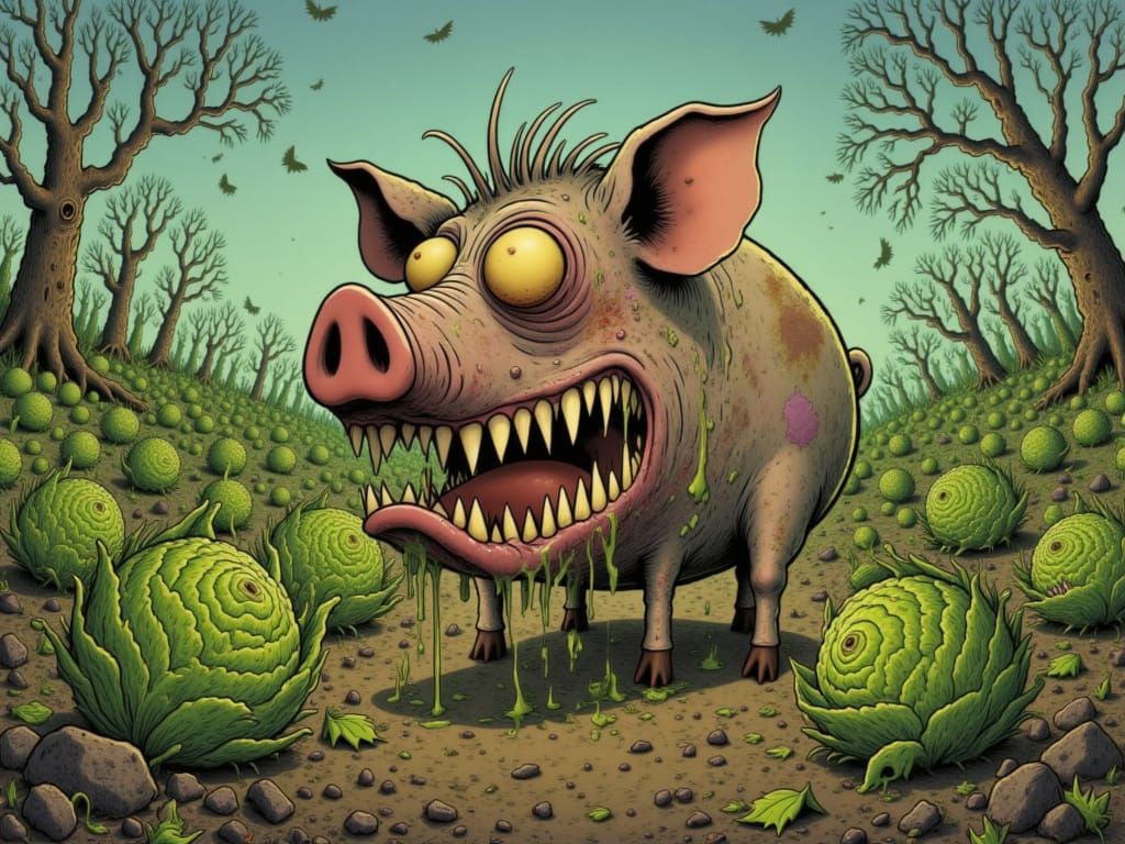 Mucksnuffler Greedily Eats Seedlings in Van Gogh Style