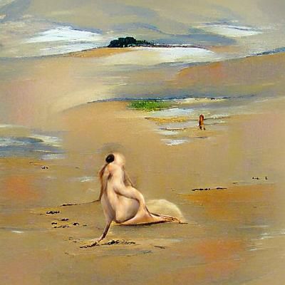 Nude Woman Lounging on a Tropical Beach