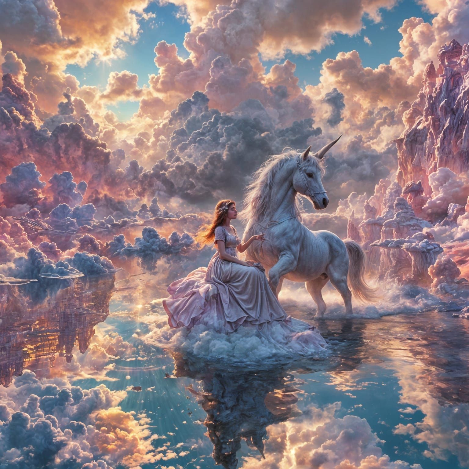 Heavenly Fantasy Scene in Ethereal Pastel Hues