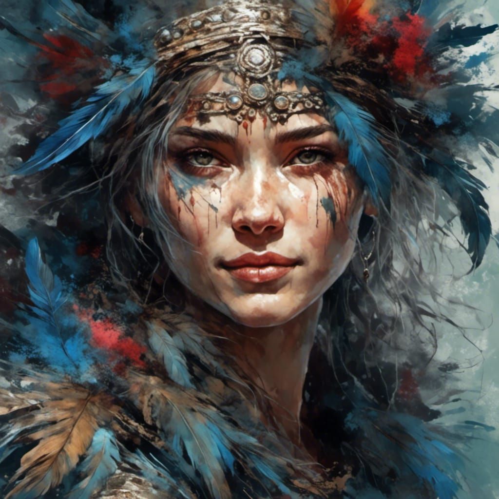 Abstract Feathers in Chromaflow Style