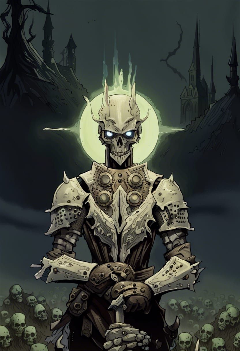 Undead Bone Mech Knight of Dark Fantasy