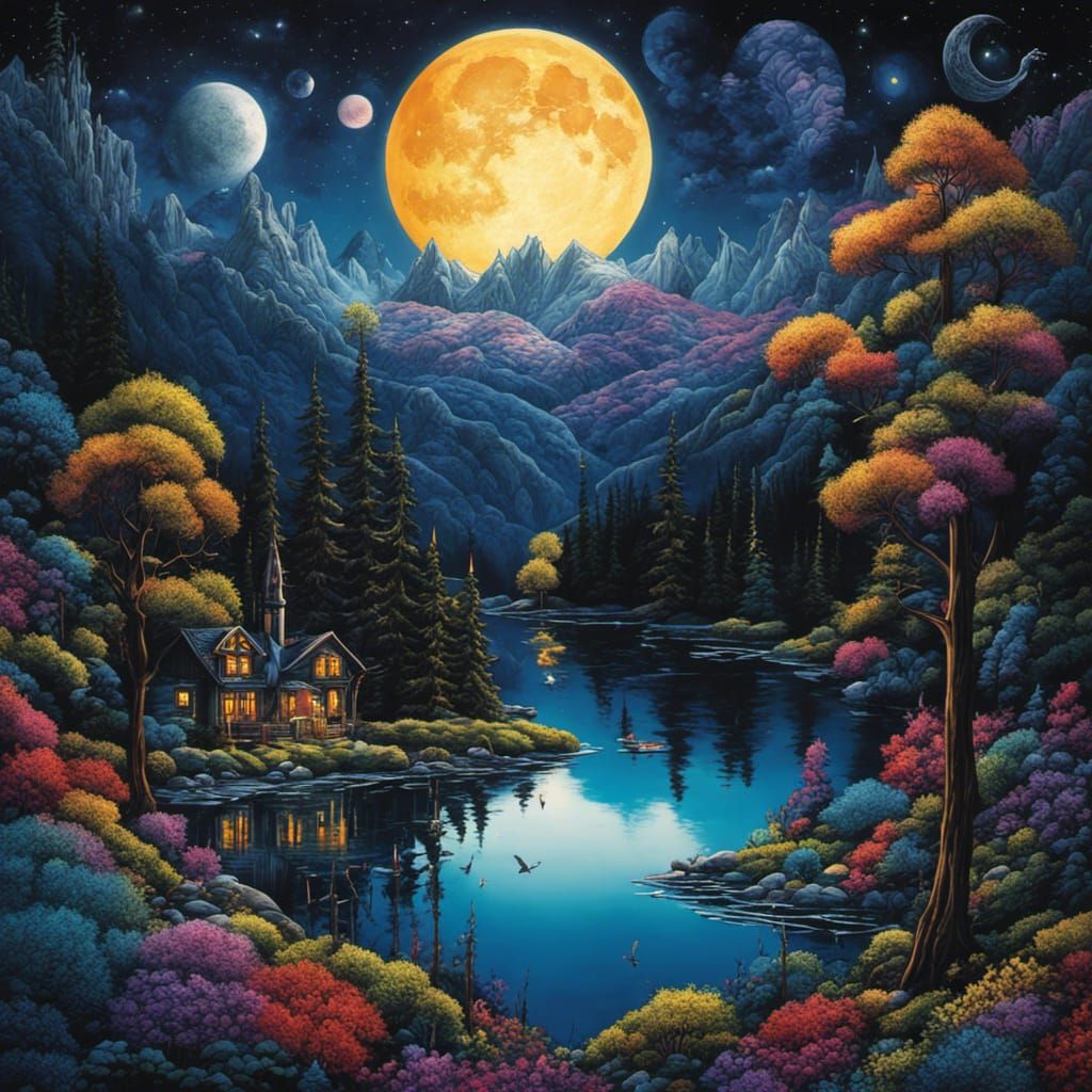 Gothic Lake Island in Tim Burton Style