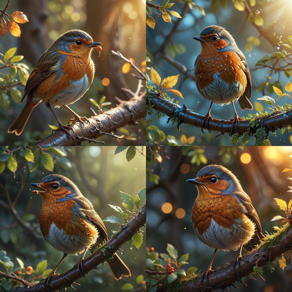 Robin with Twig: 8k Resolution Concept Art