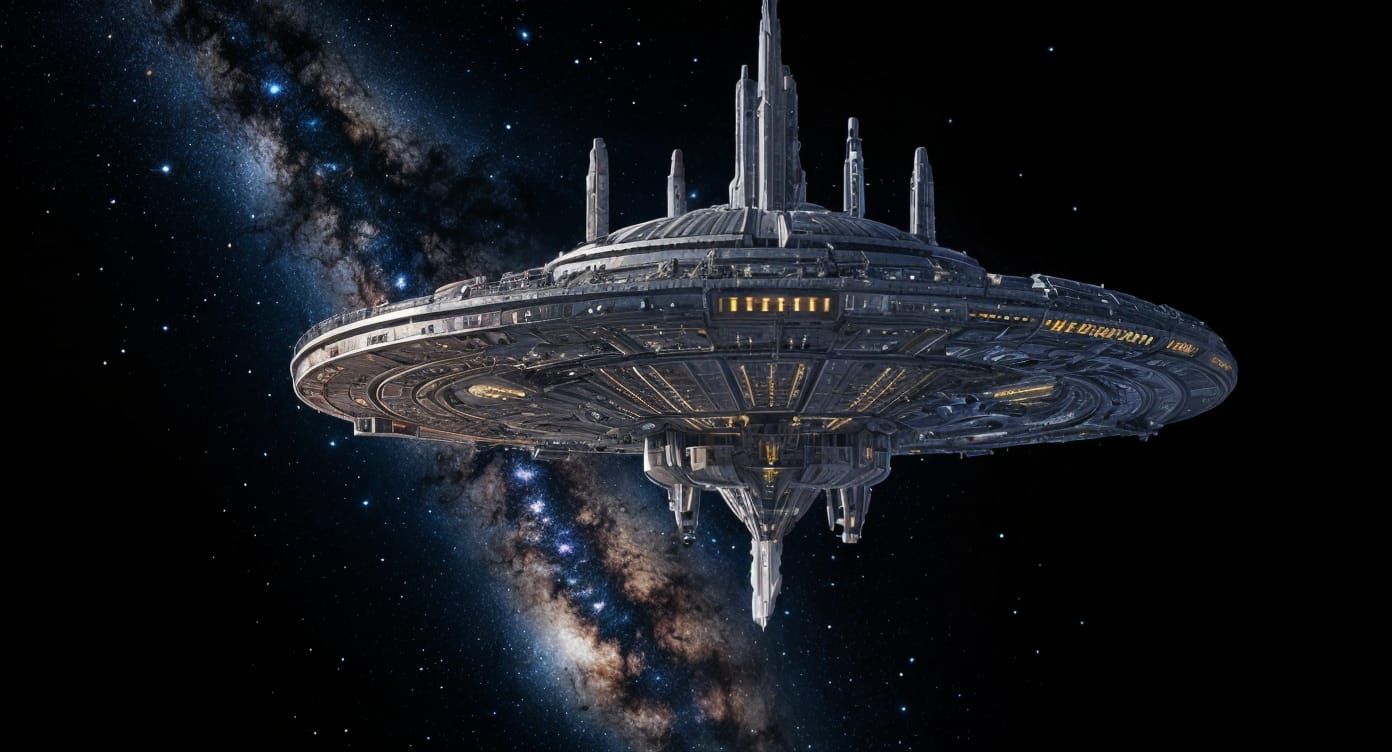 Generational Star Ship Floating in Deep Space