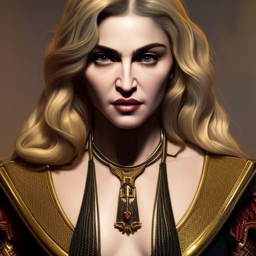 Hyperrealistic Madonna Portrait in Art Nouveau Style
