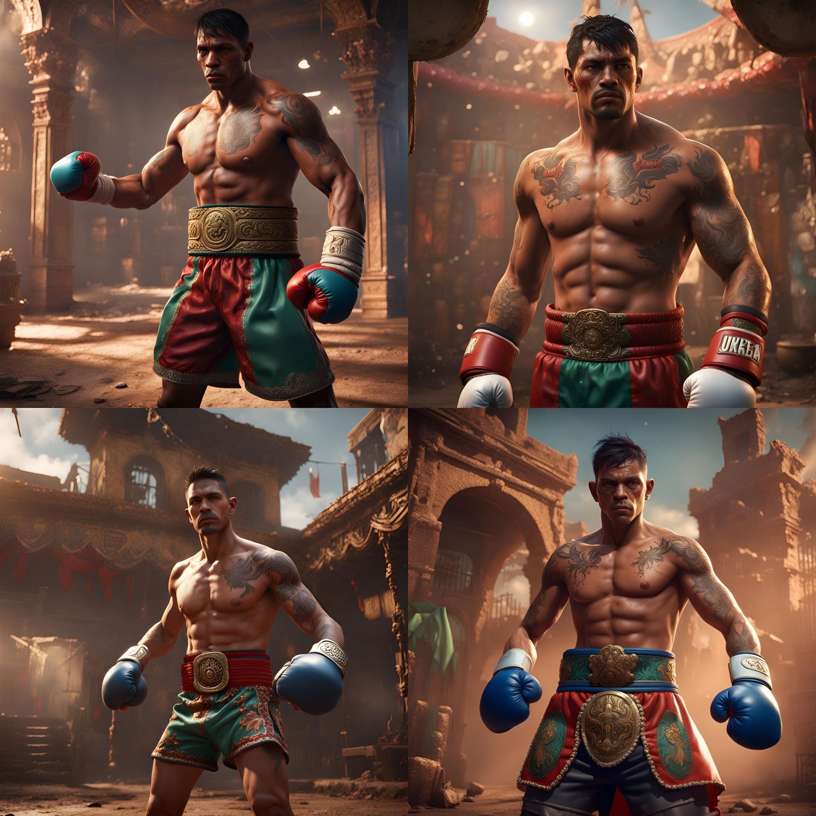 Detailed Matte Painting of Mexican Boxer